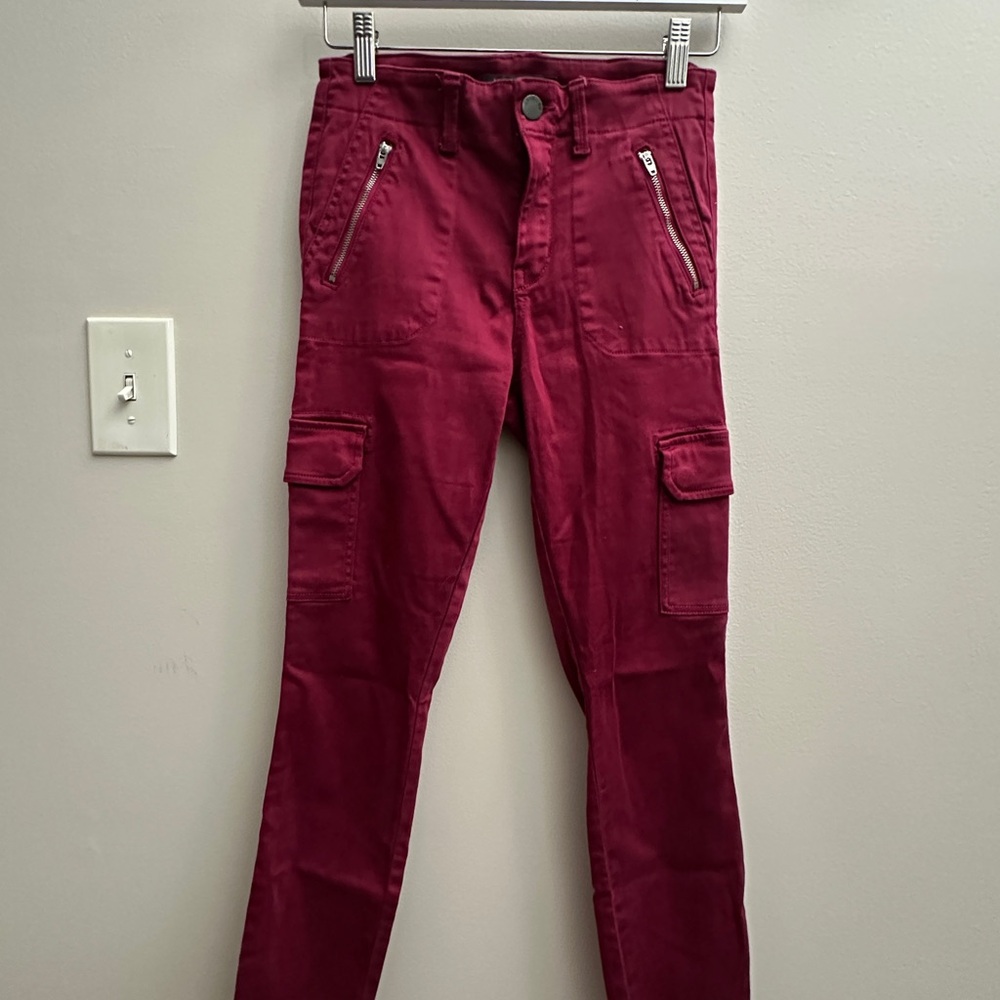 Stylish Women's Burgundy Cargo Jeans
